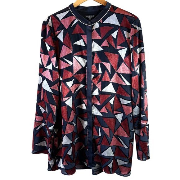 Lafayette 148 New York Desra Burnout Geometric Tunic Top Size XXL - Picture 3 of 8